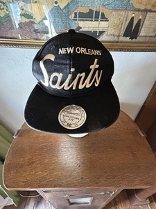 Mitchell & Ness New Orleans Saints NFL VTG Collection Snapback Cap Hat Black - Picture 1 of 7