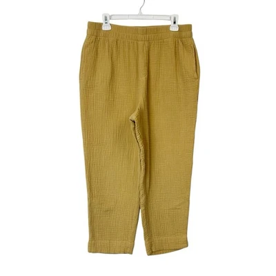 Madewell Huston Pull On Crop Pants Womens Size Large Yellow Knit Gauze - Image 1 of 4
