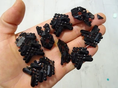 Antique French Jet Victorian Black Mourning Jewellery Hair Decorations Parts - image 1 of 4