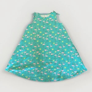 Hanna Andersson Size 14-16 Easy Swing Dress Tidepool Teal Flamingos Sleeveless - Picture 1 of 6