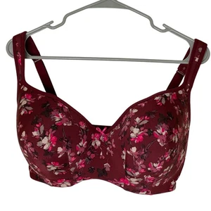 Cacique 34I leicht gefütterter Balconette BH weinrot rosa Blumenmuster - Bild 1 von 8