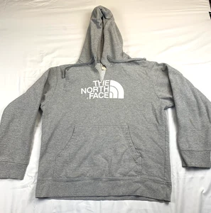 The North Face Pullover Hoodie grau Herren Large Logo Fleece Sweatshirt defekt - Bild 1 von 9