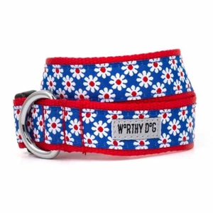 THE WORTHY DOG Daisies Dog Nylon Collar, Navy Sizes XS-XL - Picture 1 of 2