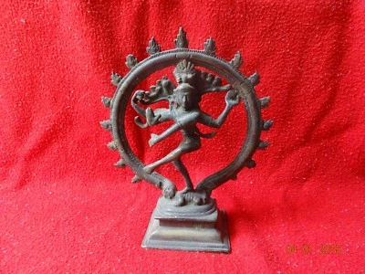 Vintage Solid Copper Hindu Tribal Dancing God Shiva Natraj Statue Figurine #12 - Image 1 of 4