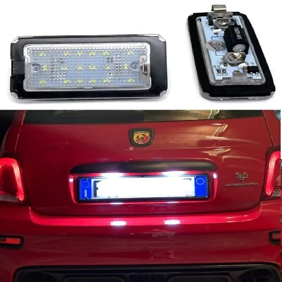 STG-TOP COPPIA PLACCHETTE luci targa 18 LED FIAT 500 ABARTH - 595 - 695 CANBUS NO ERRORE