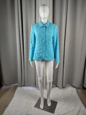 Requirements Sky Blue Quilted Lightweight Snap Up Outdoor Coat Jacket Size Small - Image 1 of 4