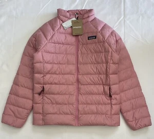 Patagonia Girl’s Down Sweater Jacket Size XL  / 14 Packable Planet Pink #68625 - Picture 1 of 12
