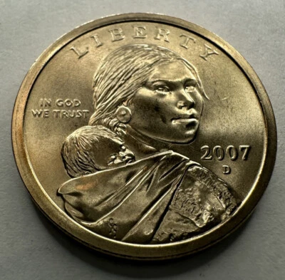 2007-D Sacagawea $1 Dollar Satin Mint Finish Coin from US Mint Set - Image 1 of 4