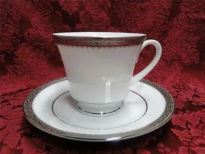 Noritake Essex Platinum, Encrusted Floral Band: UNUSED Cup & Saucer Set (s) - Picture 1 of 2
