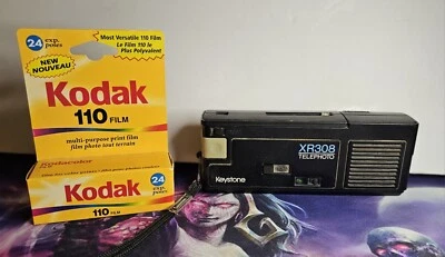Keystone XR 308 Vintage Telephoto Everflash 110 Film Camera W/ Kodak FILM 24 Exp - Image 1 of 4