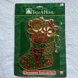 Vtg 1980s KMart Trim A Home Christmas Suncatcher- Stocking - Picture 1 of 1