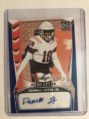 DARRELL LUTER JR 2023 Leaf Draft Auto Blue Parallel #BA-DLJ XRC Rookie SF 49ers - Image 1 of 2