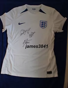 England Womens Football Shirt signed by 3 Lionesses Parris Toone & Stanway - Picture 1 of 3
