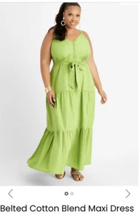 Ashley Stewart Maxikleid 12 grün Meerjungfrau Gürtel seitlicher Reißverschluss CottageCore Cowgirl - Bild 1 von 24