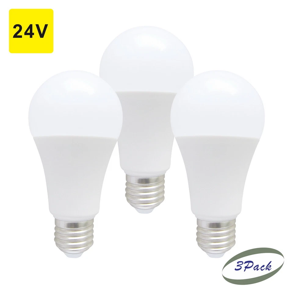 3 Pcs A19 A60 Led Globe Light Bulb E26 Base 8W 24V Cool White Energy Saving Lamp - Image 1 of 4