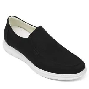 US8 CHAMARIPA Zapatos Elevadores Hombres Sin Cordones NEGRO Gamuza Tacón Oculto Mocasín 5cm - Imagen 1 de 8