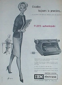 PUBLICITE IBM ELECTRIQUE MACHINE A ECRIRE SIGNE COURONNE DE 1959 FRENCH AD PUB - Picture 1 of 1