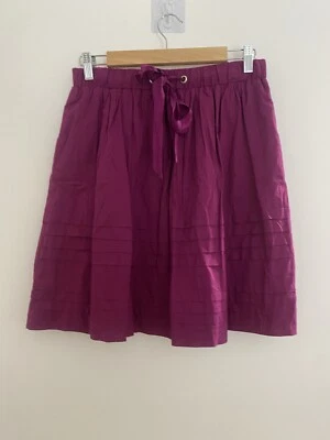 Anthropologie Odille Purple Cotton A-Line Full Skirt Sz 10 M Knee Length Pockets - Image 1 of 4