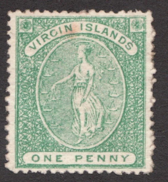 1868 Virgin Islands Sc# 4 - One Penny, Virgin & Lamps - MH with fault Cv$87.50 - Image 1 of 1