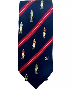 The 21 Club NYC Restaurant Silk Necktie Blue Equestrian Horse Jockey New York - Picture 1 of 12