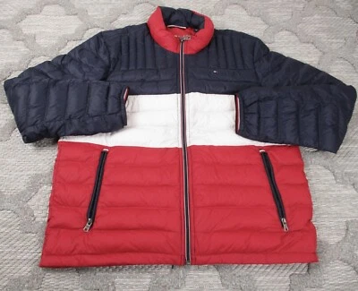 Tommy Hilfiger Jacket Mens Large Red/White/Blue Natural Down Packable - Image 1 of 4
