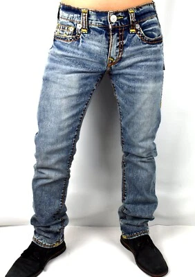 True Religion Men's Ricky Medium Wash Relaxed Straight Super T Jeans - 107524 - Image 1 of 4