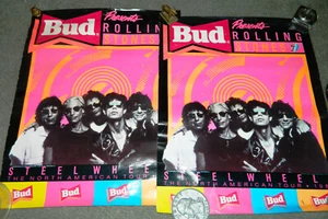 2 1989 Rolling Stones Concert Posters Budweiser North American Tour Steel Wheels - Bild 1 von 6