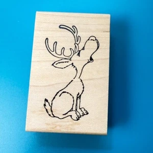 Singing Reindeer~Christmas~RARE~HTF~Rubber Stamp~2"X 3"~Copper Leaf Creations J - Picture 1 of 7
