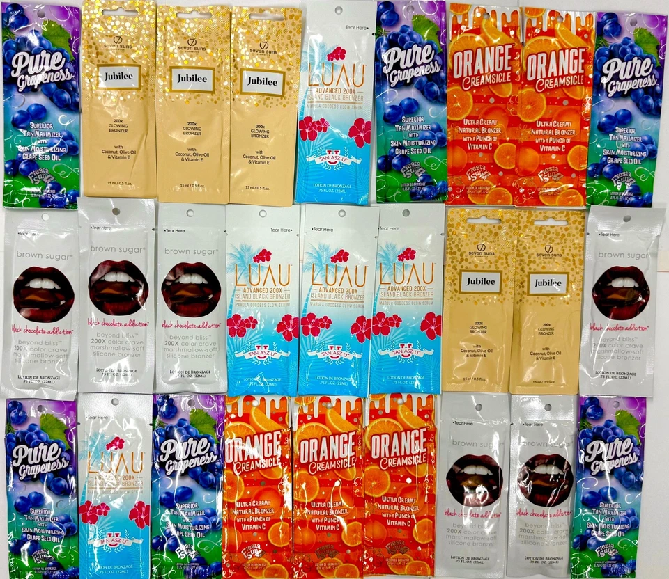 PRO TAN - FIESTA SUN -TAN INCORPORTED SUNBED TANNING LOTION CREAM WHOLESALE JOB LOT SACHETS ALL NON TINGLE FAST TAN