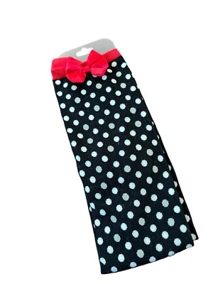 Nuevos calcetines negros hasta la rodilla de Minnie Mouse a lunares satinados con lazo de los parques de Disney para mujeres Foto 1 de 2