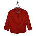 TALBOTS $158 3/4 Sleeve Ruffle Snap Closure Jacket in Red Size 6