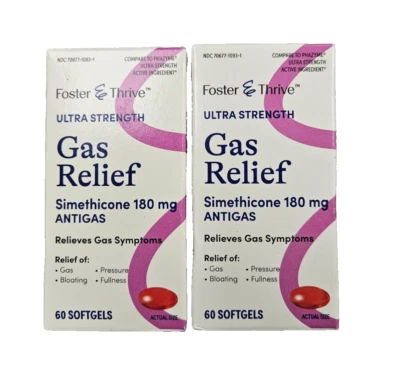 F&T Simethicone GAS RELIEF 180mg 60 Softgels ( 2 bottles ) __ - Image 1 of 2