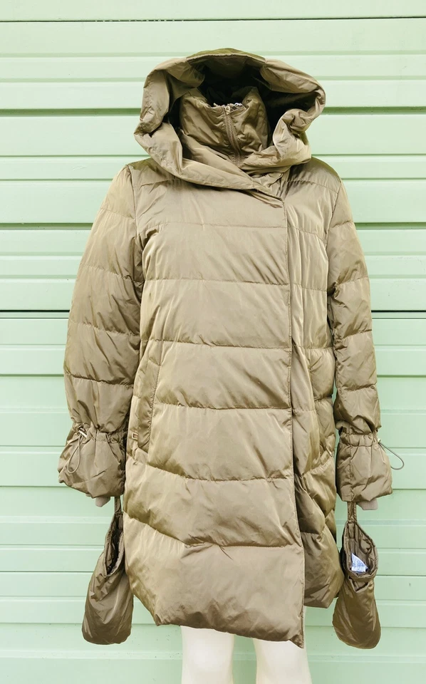 Zara Dawn Puffer Coat With Wraparound Collar Camell Mittens Size XS