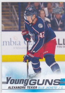 19/20 UD..ALEXANDRE TEXIER..YOUNG GUNS..CARD # 225..BLUE JACKETS..COMBINED SHIP