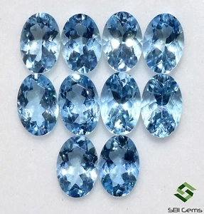 4.11 Cts Naturale Acquamarina Taglio Ovale 6x4 MM Lotto 10 Pezzi Calibrata Loose - Picture 1 of 6