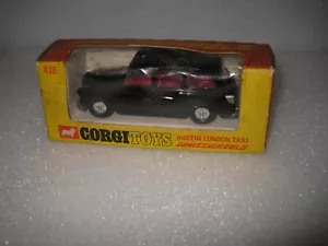 VINTAGE CORGI #418 AUSTIN LONDON TAXI WHIZZWHEELS MADE IN GREAT BRITAIN BOXED - Picture 1 of 7