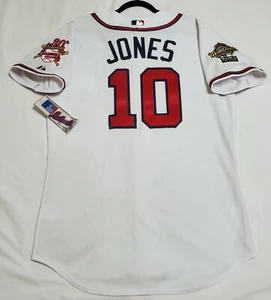 Authentic Majestic 44 LARGE, ATLANTA BRAVES CHIPPER JONES ON FIELD Jersey RARE! - Picture 1 of 7