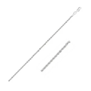 Collar de cadena de cuerda ligera de oro blanco 14 K de 2,0 mm de ancho 16""-20"" pulgadas de largo - Imagen 1 de 3