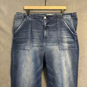 Neu mit Etikett Risen Damenjeans hoher Bund Ankle Flare Übergröße 3XL ausgefranster Saum Stretch - Bild 1 von 13