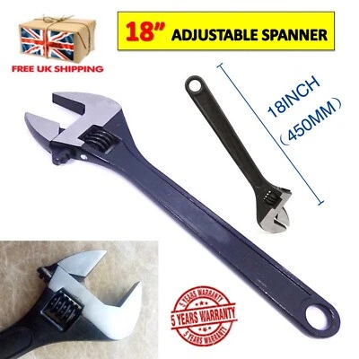 AUTOFATHER TOOLS 18inch Heavy Duty Large Hand Tools Black Adjustable Spanner Monkey Wrench UK