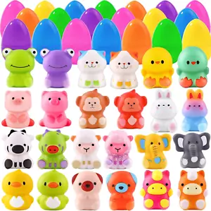 24Pcs Prefilled Easter Eggs with Animal Squishy Toys, Easter Basket Stuffers Egg - Picture 1 of 12