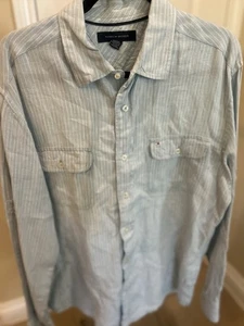 Camisa de hombre Tommy Hilfiger de lino LS con botones grande azul - Imagen 1 de 6