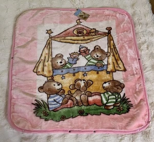 Baby Nerz Teddybär Puppenspiel Decke Schlafsack weich Plüsch rosa RAR Vintage - Bild 1 von 12