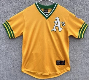 Rickey Henderson Oakland A’s Athletics HOF Majestic Gold/Jersey M USA Made Sewn - Picture 1 of 24