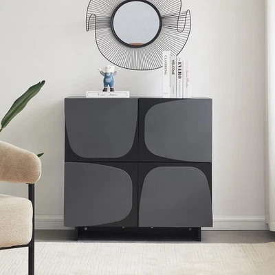 Wooden Cabinet 2 Doors Storage Sideboard Farmhouse Entryway Cupboard - Image 1 of 4