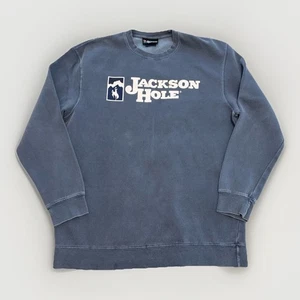 VTG Jackson Hole Heavy Blue Gray Crewneck Sweatshirt Size XL Unisex Lounge Thick - Picture 1 of 6