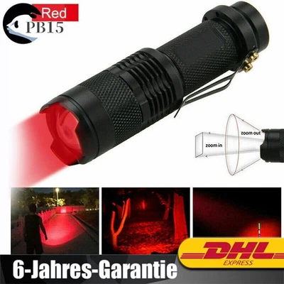 Rot licht Taschenlampe Taktische LED Zoomable Tragbares für Angeln Jagd Detektor - Bild 1 von 4