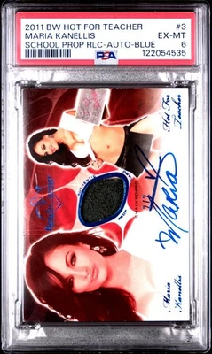 2011 Bench Warmer Hot For Teacher Maria Kanellis Chalkboard Auto Blue 2/2 PSA 6 - Image 1 of 3