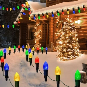 Solar Weihnachts-Wegebeleuchtung, 20 LED C9 Lichterkette mit 20 Pfählen, 23 Fuß... - Bild 1 von 9