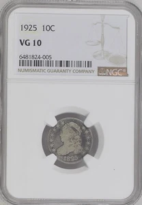 1825 Capped Bust Dime NGC VG-10 Label Error - Picture 1 of 2